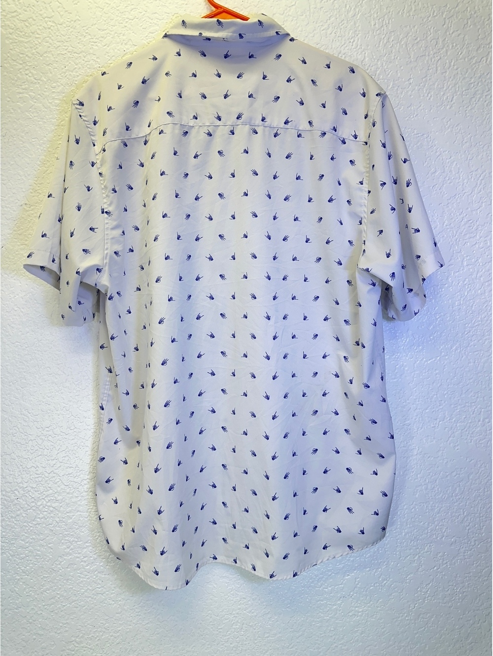 Men’s Sz L Dixxon Brolingual Short Sleeve Button Up Shirt Skeleton Hands Party - Picture 2 of 8
